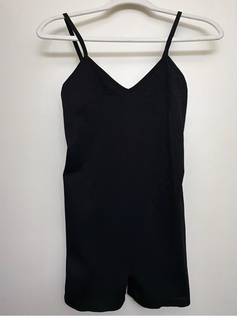 Anwnd Black V-Neck Cami Romper Shorts Adjustable Straps S/M